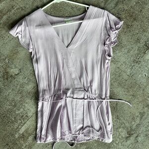 J. Crew peplum style blouse w/ flutter sleeves and wrap ties